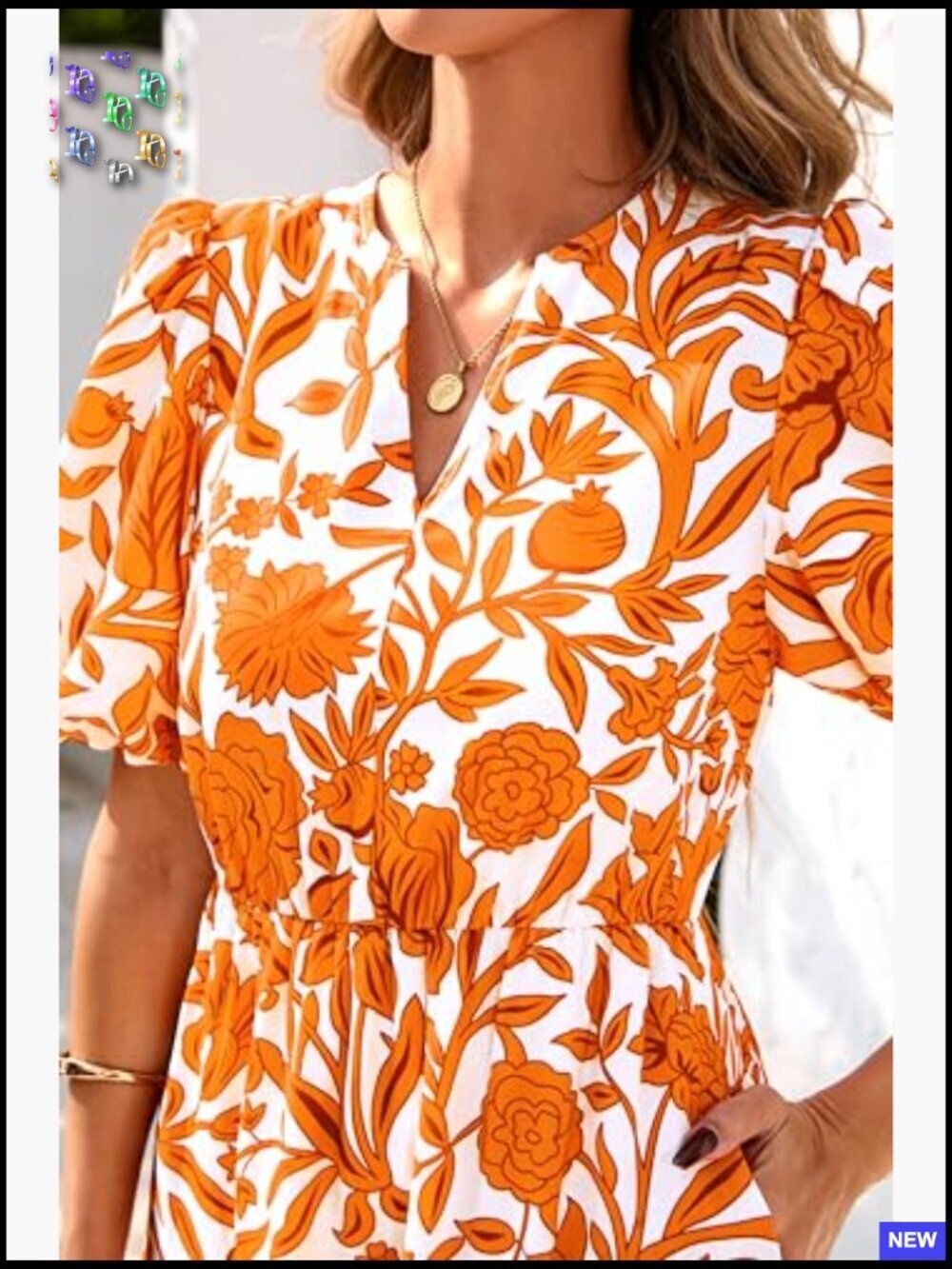 Boho Floral Maxi Dress Puff Sleeve V Neck Tiered Ruffle Summer Casual Chic - Picture 4 of 7